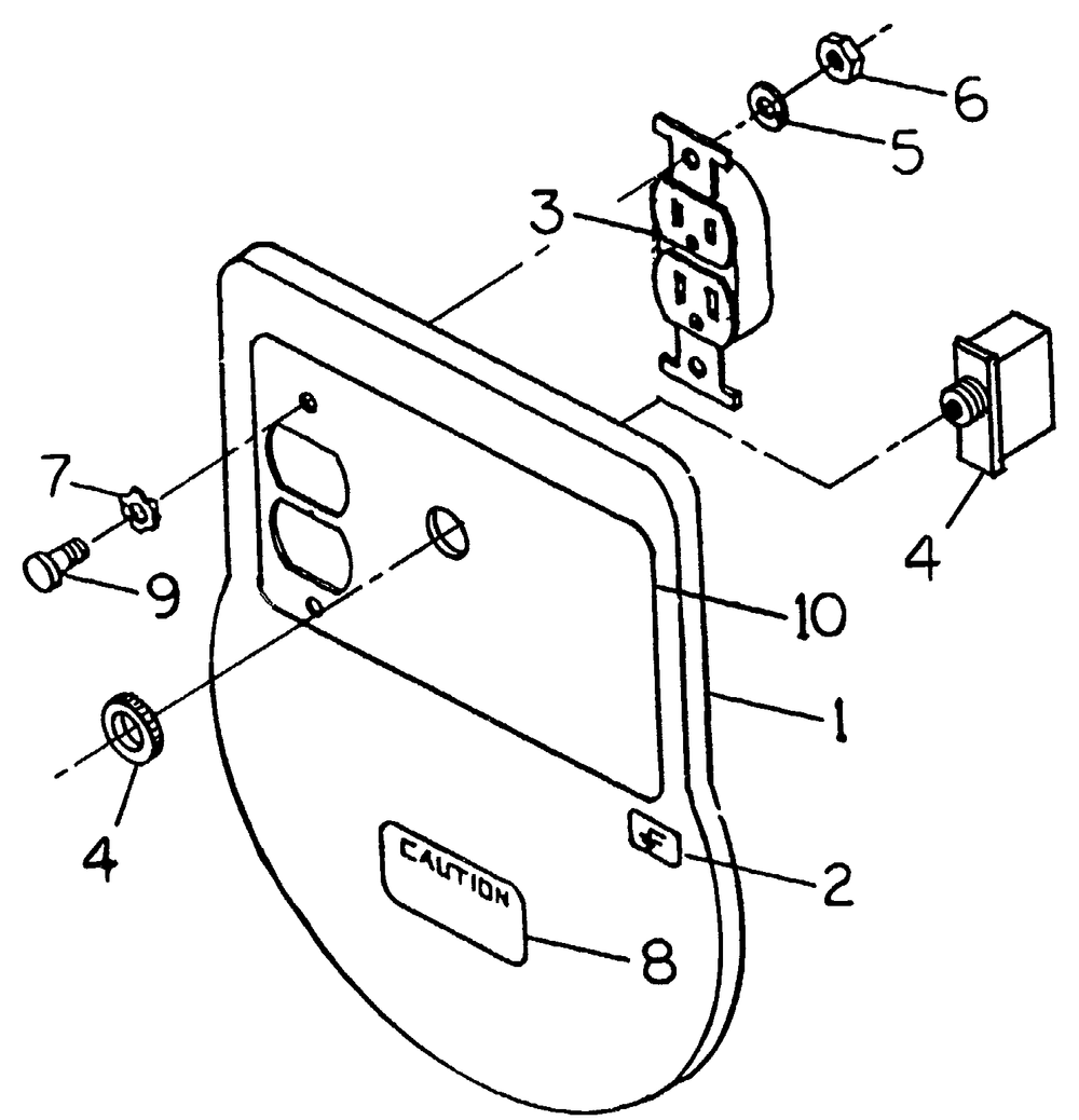 Receptacle Panel Diagram and Parts List for 8840-1-S2400  Briggs and Stratton Generator